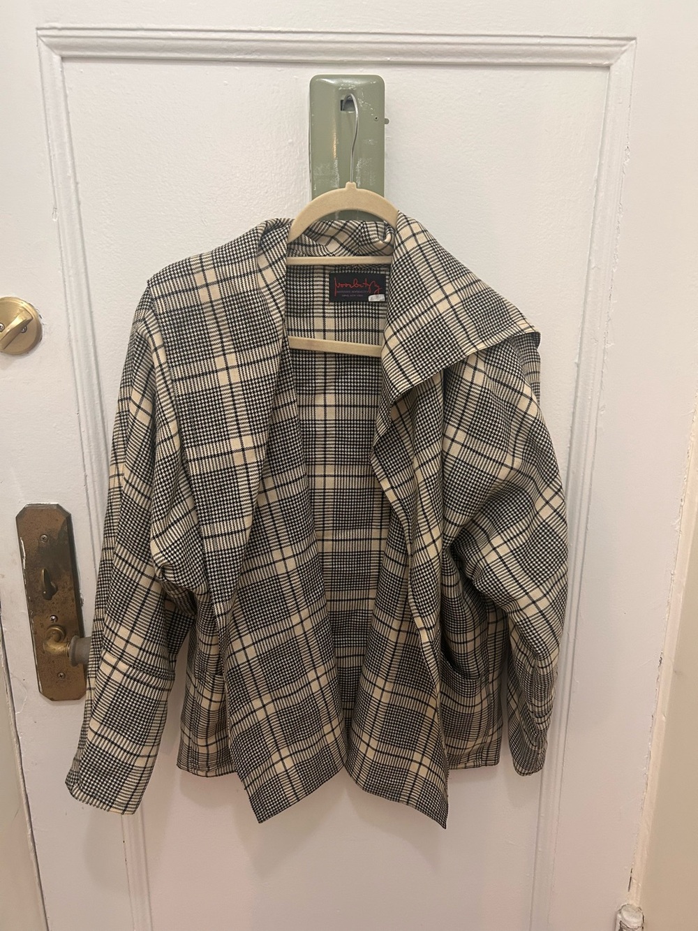 1920s Hollywood royalty inspired jacket Plaid Open-Front Women's